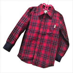 LILLY + SID Christmas Plaid Boy Shirt Organic Cotton Sz 4-5Y NEW